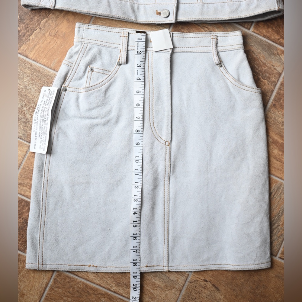 Vintage NWT Braefair Women's Sm Genuine Leather Set - Skirt & Vest White Suede - Picture 16 of 16